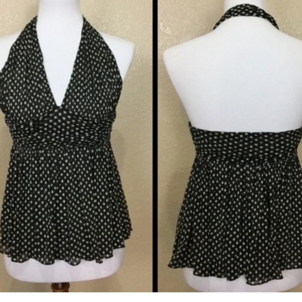 Diane Von Furstenberg Black and White star silk Halter Top